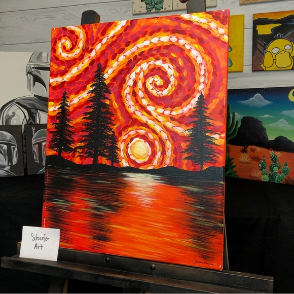 Sunset Forest - Van Gogh Style - Painting - Wall Decor - Decorations - Picture 2 of 2